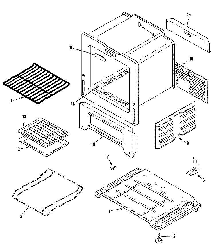 OVEN / BASE Diagram and Parts List for CPR1100ADW  Magic Chef Range