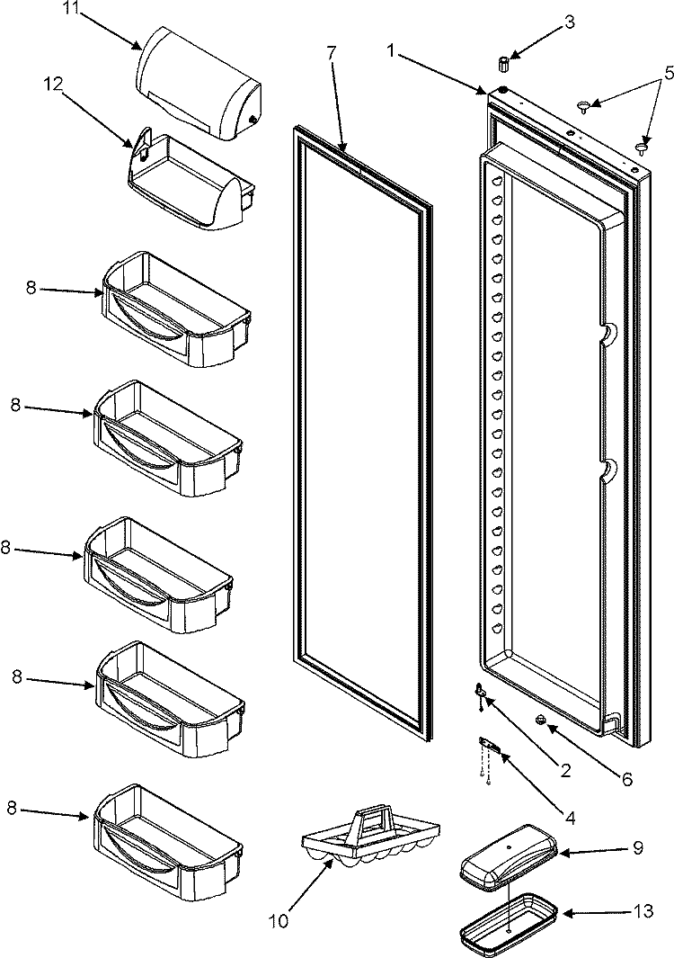 REFRIGERATOR DOOR Diagram and Parts List for JSD2690HES  Jenn-Air Refrigerator
