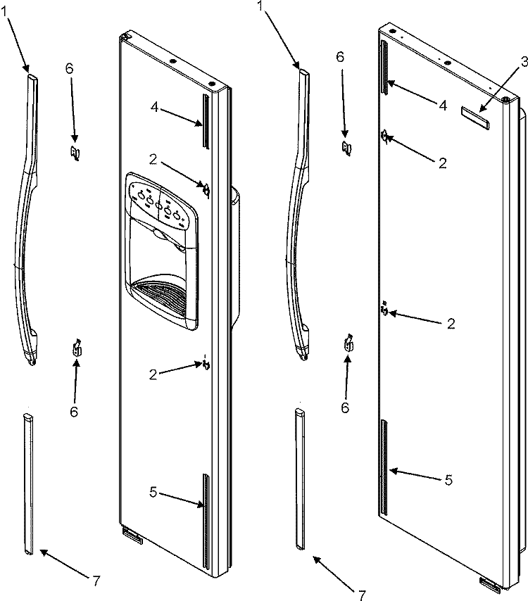 HANDLES (JSD2690HEB / W) Diagram and Parts List for JSD2690HEW  Jenn-Air Refrigerator