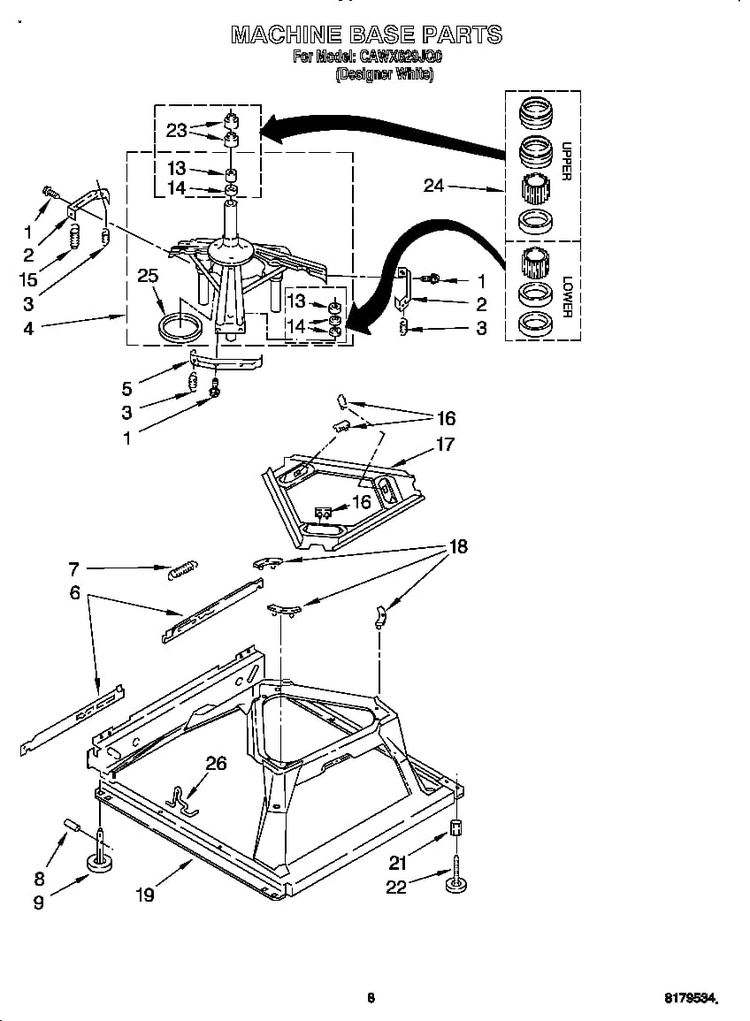 Machine Base Diagram and Parts List for CAWX629JQ0  Crosley Washer