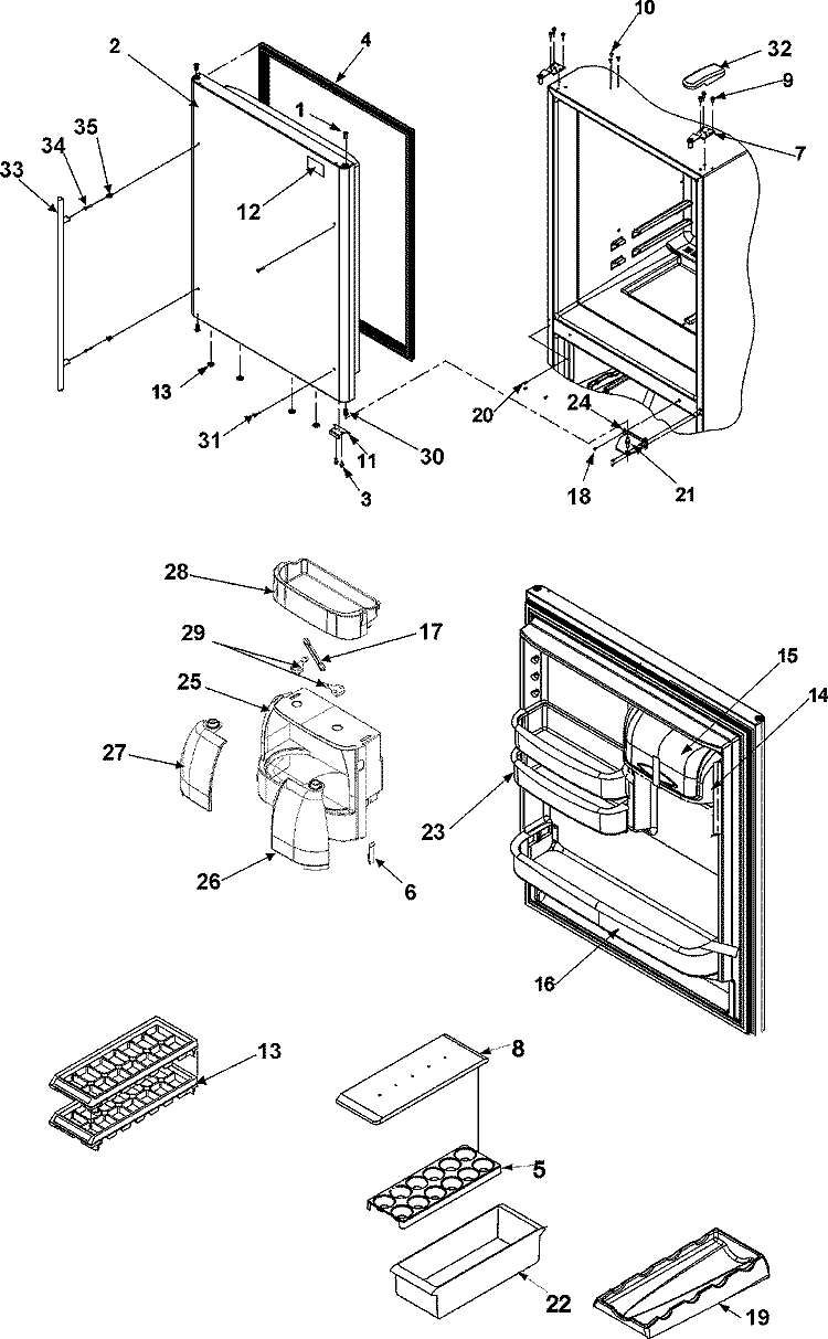 REFRIGERATOR DOOR Diagram and Parts List for AB2026PEKW  Amana Refrigerator