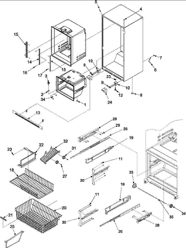 INTERIOR CABINET & FREEZER SHELVING Diagram and Parts List for AB2026PEKW  Amana Refrigerator