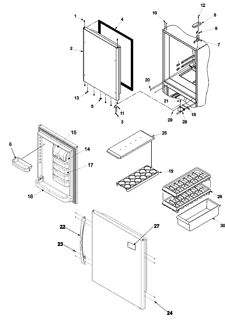REFRIGERATOR DOOR Diagram and Parts List for AB2225PEKB  Amana Refrigerator
