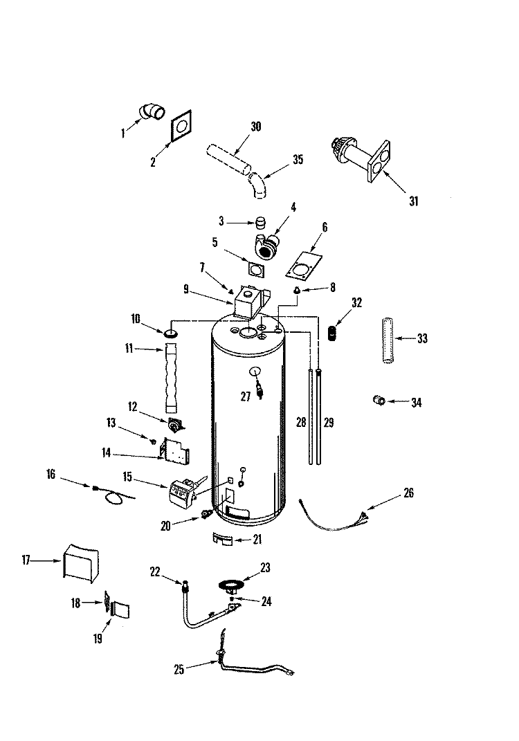 BODY Diagram and Parts List for HR675XRPDT  Maytag Water Heater
