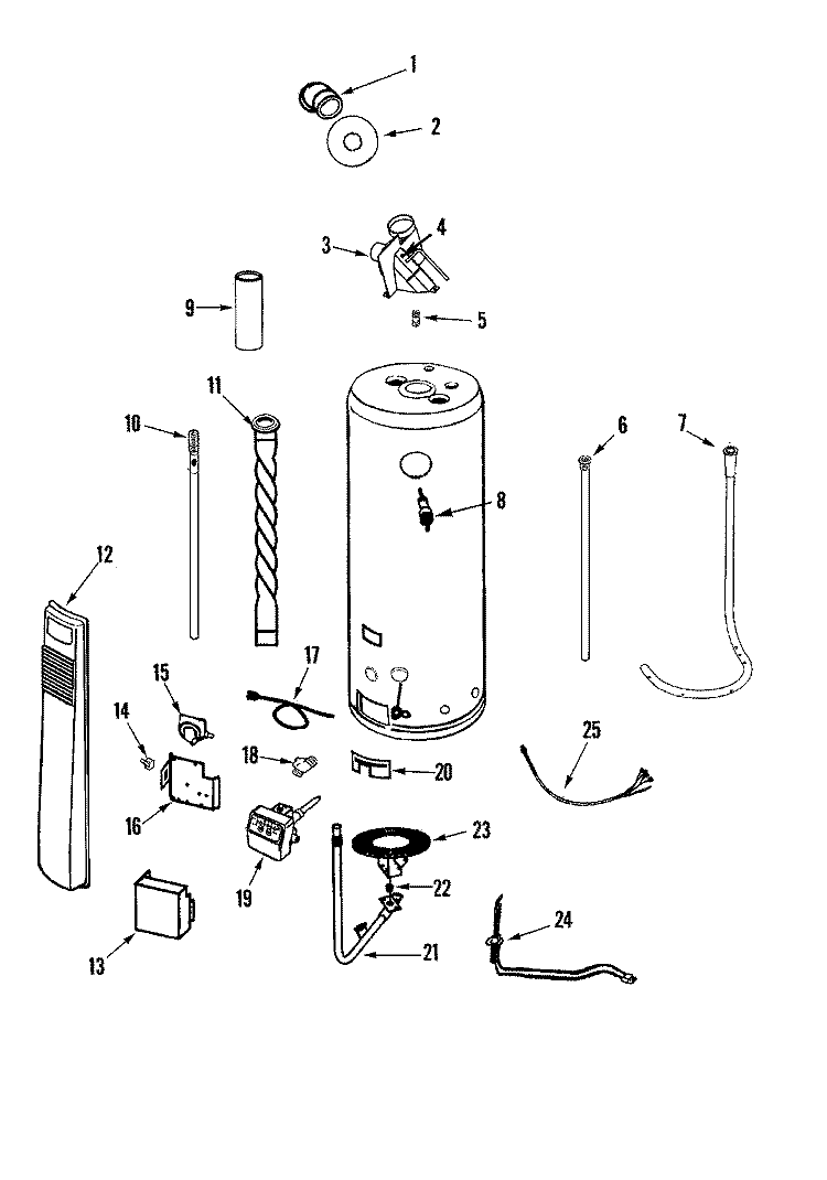 BODY Diagram and Parts List for HRN41240P  Maytag Water Heater