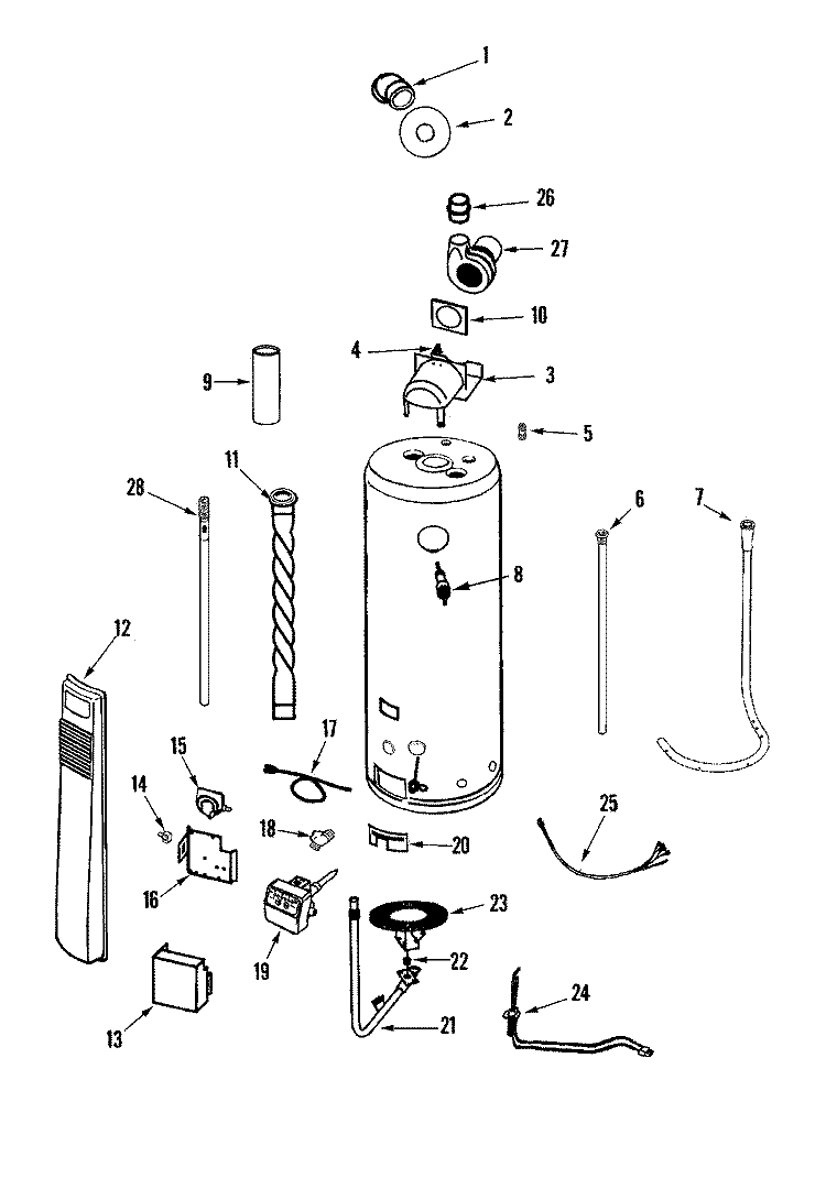BODY Diagram and Parts List for HRN41250V  Maytag Water Heater