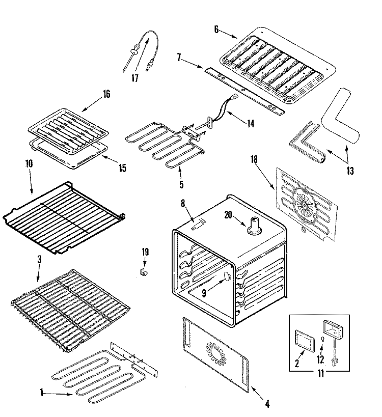 OVEN Diagram and Parts List for RJDO3003A  Maytag Wall Oven
