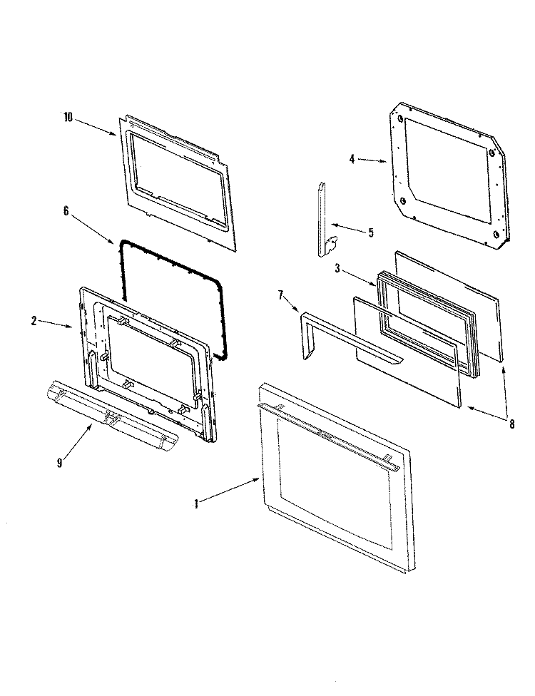 DOOR Diagram and Parts List for RJDO3003A  Maytag Wall Oven