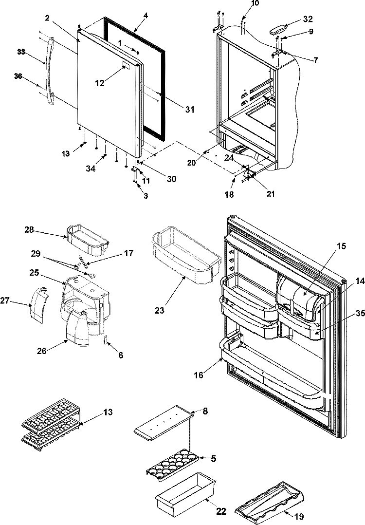 REFRIGERATOR DOOR Diagram and Parts List for AB2526PEKW  Amana Refrigerator