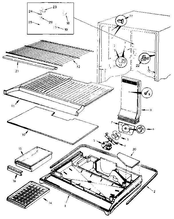 Freezer Compartment Diagram and Parts List for JRT196B MBJ55B Jenn-Air Refrigerator