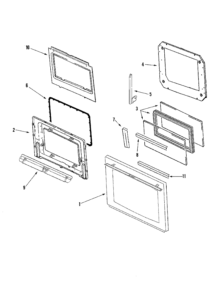 DOOR Diagram and Parts List for RJDO2702A  Maytag Wall Oven