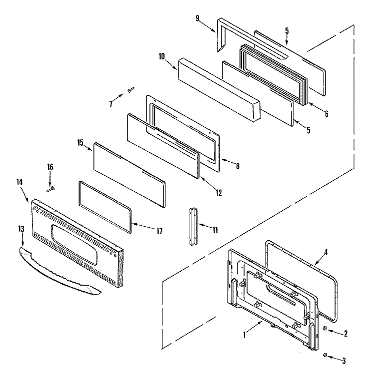 DOOR (UPPER - STL) Diagram and Parts List for MER6751AAS  Maytag Range