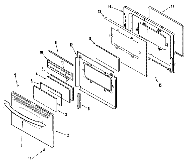 DOOR (LOWER - STL) Diagram and Parts List for MER6751AAS  Maytag Range