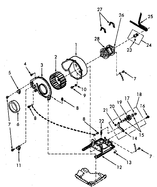 Motor, Exhaust Fan And Belt Diagram and Parts List for NG6619L53828  Speed Queen Dryer