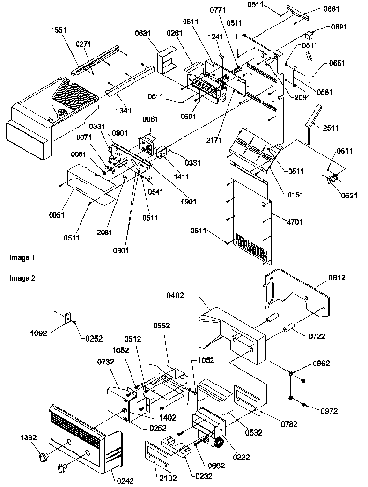 Ice Maker / Control Assy Diagram and Parts List for SQD25VW-P1190430WW  Amana Refrigerator
