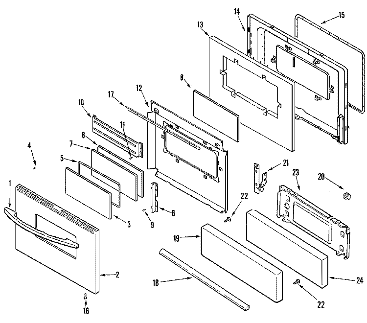 DOOR (STL) Diagram and Parts List for PGR4405CDS  Maytag Range