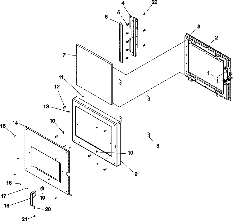 DOOR Diagram and Parts List for AMH20 P1330801M Amana Microwave