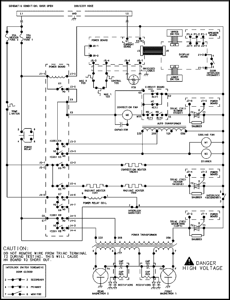 WIRING INFORMATION Diagram and Parts List for AMH20 P1330801M Amana Microwave
