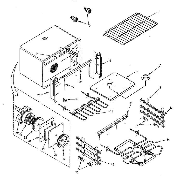 OVEN Diagram and Parts List for PRD3630NP  Jenn-Air Range