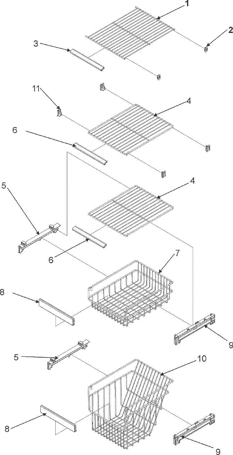 FZ SHELF Diagram and Parts List for AC2224GEKB  Amana Refrigerator
