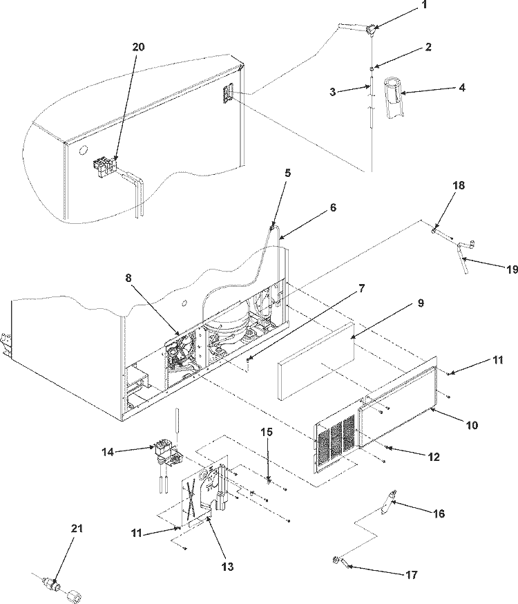 CABINET BACK Diagram and Parts List for AC2224GEKB  Amana Refrigerator