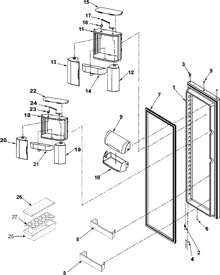 REFRIGERATOR DOOR Diagram and Parts List for AC2225GEKB  Amana Refrigerator