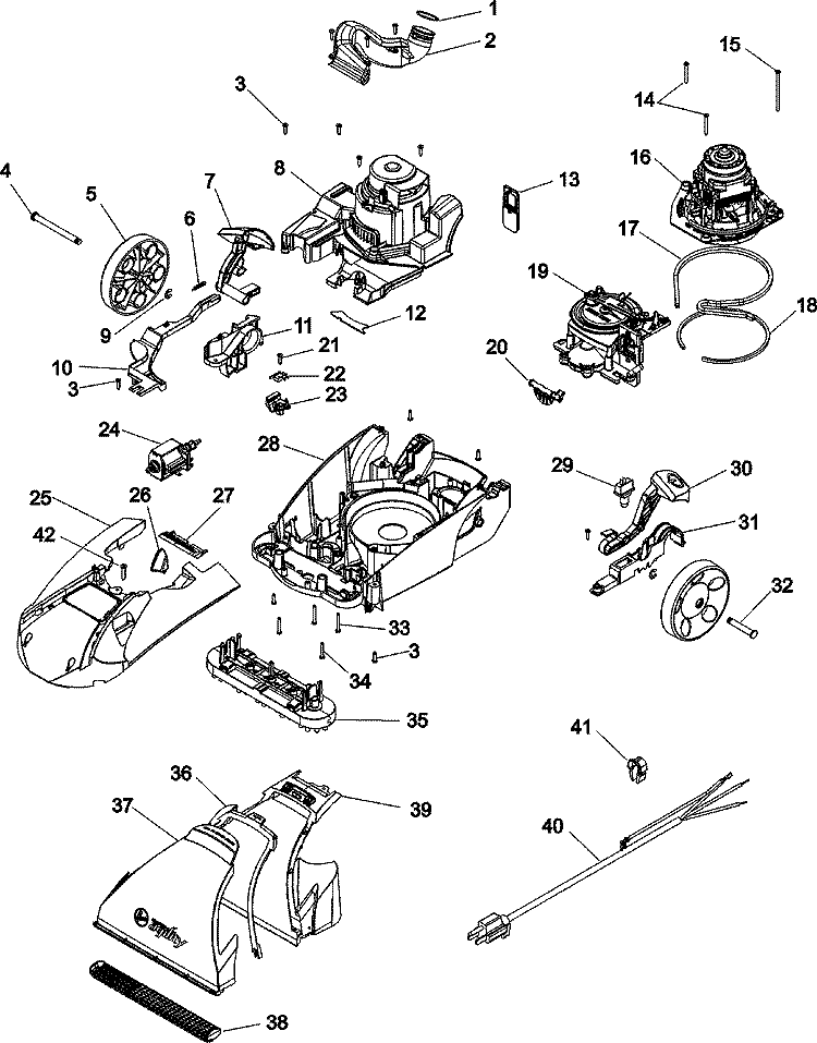 LOWER FOOT Diagram and Parts List for F6215950  Hoover Upright Vacuum