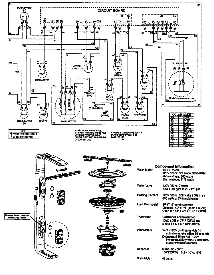 WIRING INFORMATION Diagram and Parts List for DWD1500AWW  Admiral Dishwasher