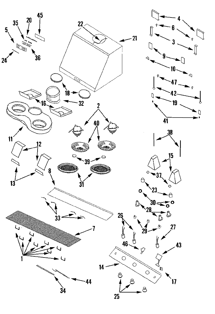 HOOD COMPONENTS Diagram and Parts List for JXT9048CDP  Jenn-Air Range Hood