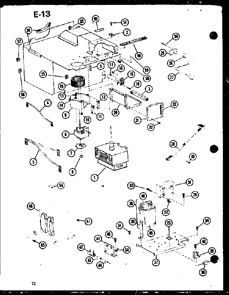 Interior Controls Diagram and Parts List for RC10B-PB P74582-2M Amana Microwave