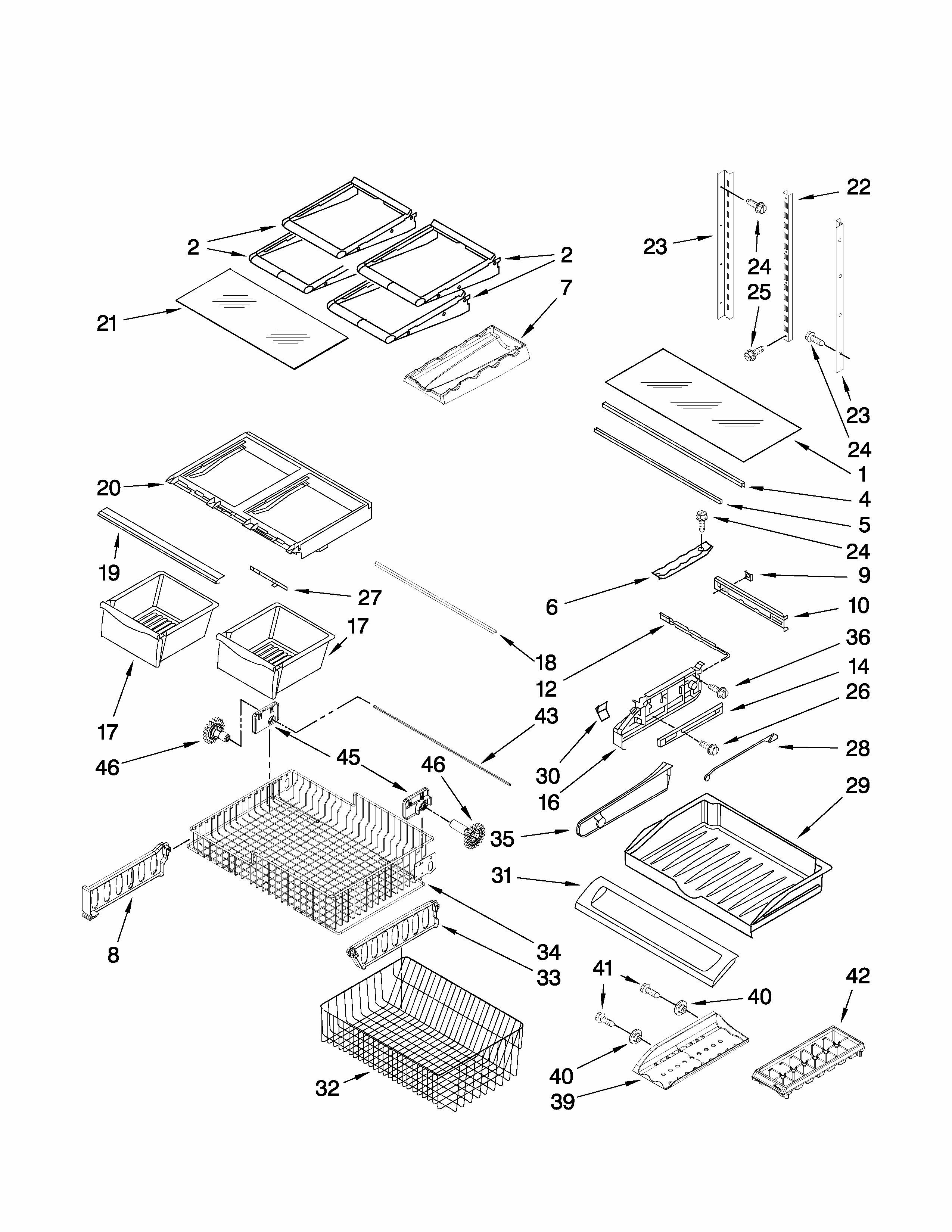 Shelf Parts Diagram and Parts List for G32026PEKS6  Maytag Refrigerator