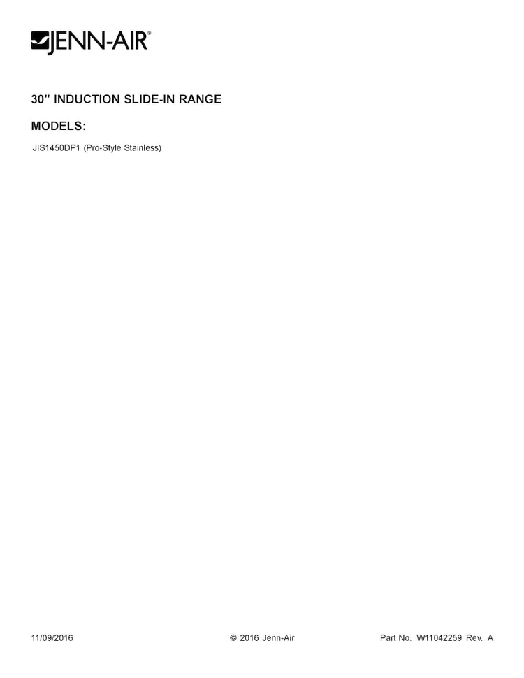 Cover Sheet Diagram and Parts List for JIS1450DP1  Jenn-Air Range