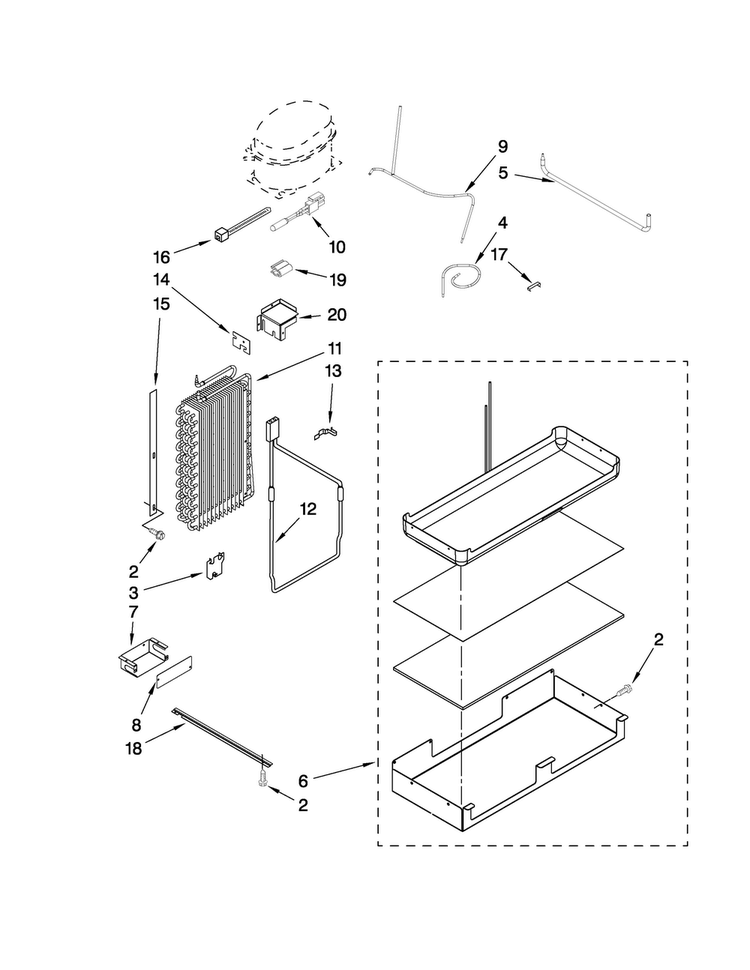 Lower Unit And Tube Parts Diagram and Parts List for JS48CXDUDB00  Jenn-Air Refrigerator