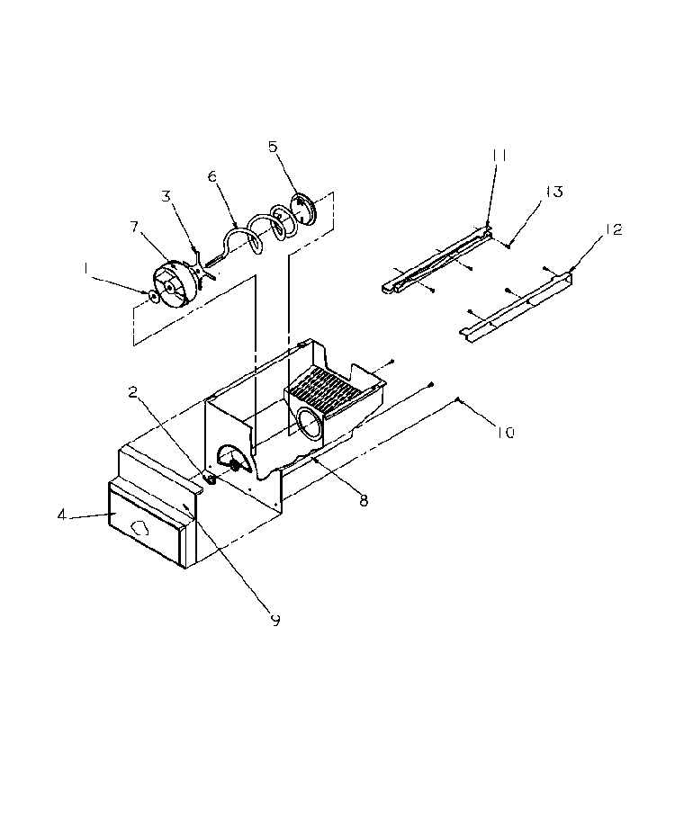 Crushed Ice Bucket Diagram and Parts List for SGD521SBL-P1197101WL  Amana Refrigerator