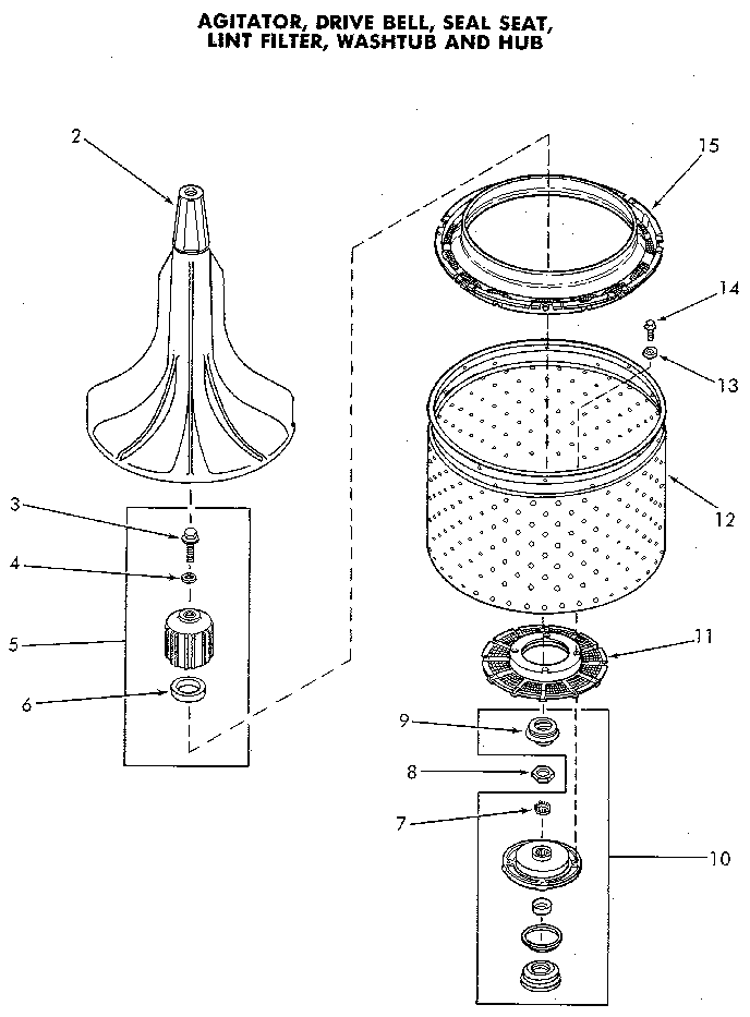 Basket And Agitator Diagram and Parts List for NA3812L33638  Speed Queen Washer