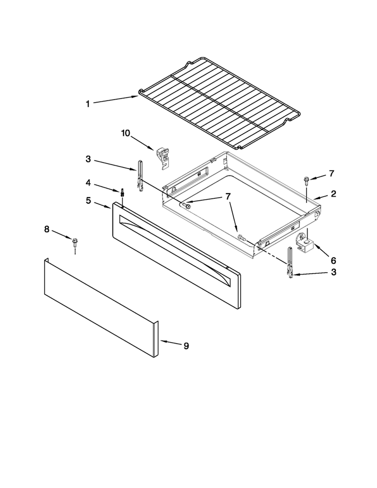 Drawer & Broiler Parts Diagram and Parts List for AER5522VCW1  Amana Range
