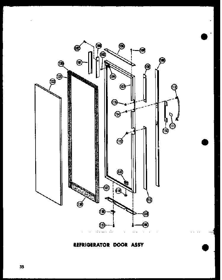 Refrigerator Door Assy Diagram and Parts List for SRN22G-A-P60201-36WA  Amana Refrigerator
