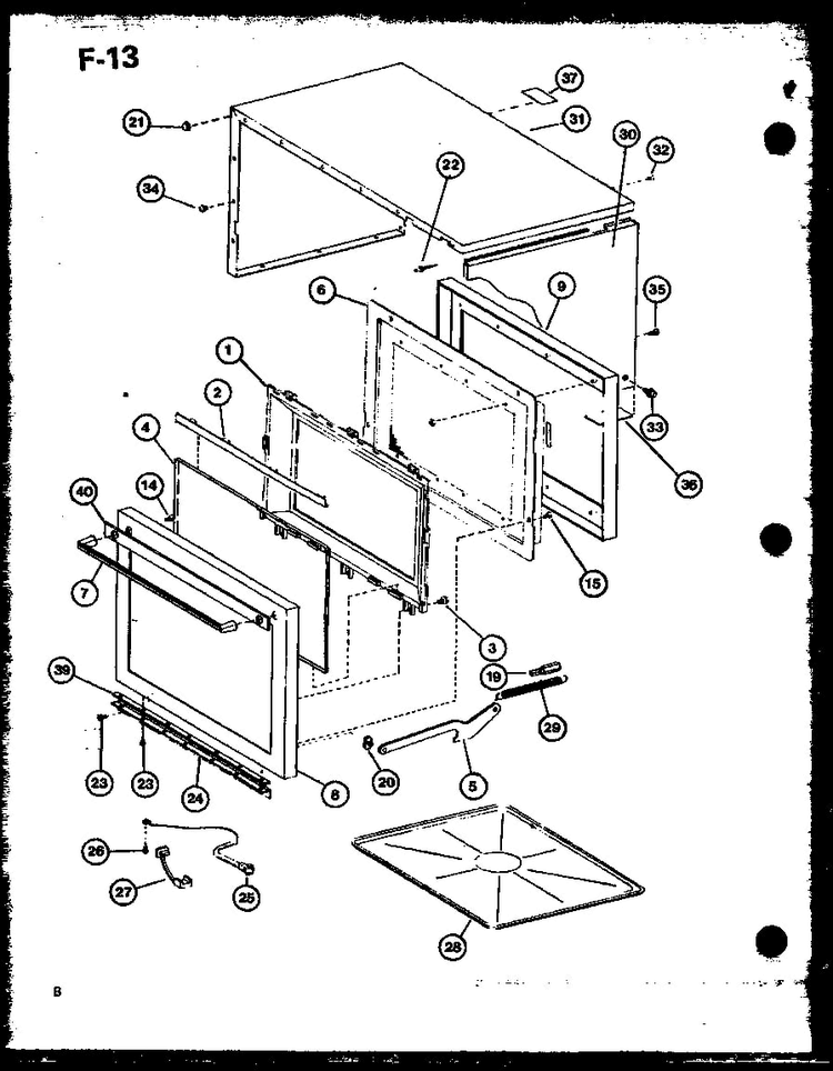 Door/outer Cabinet Diagram and Parts List for CRRL-8XA-P76438-5M  Amana Microwave