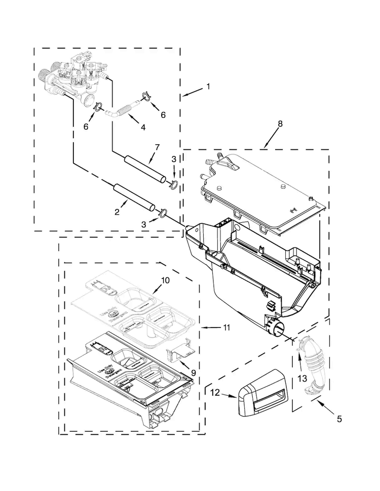 Dispenser Parts Diagram and Parts List for MHW4200BW2  Maytag Washer