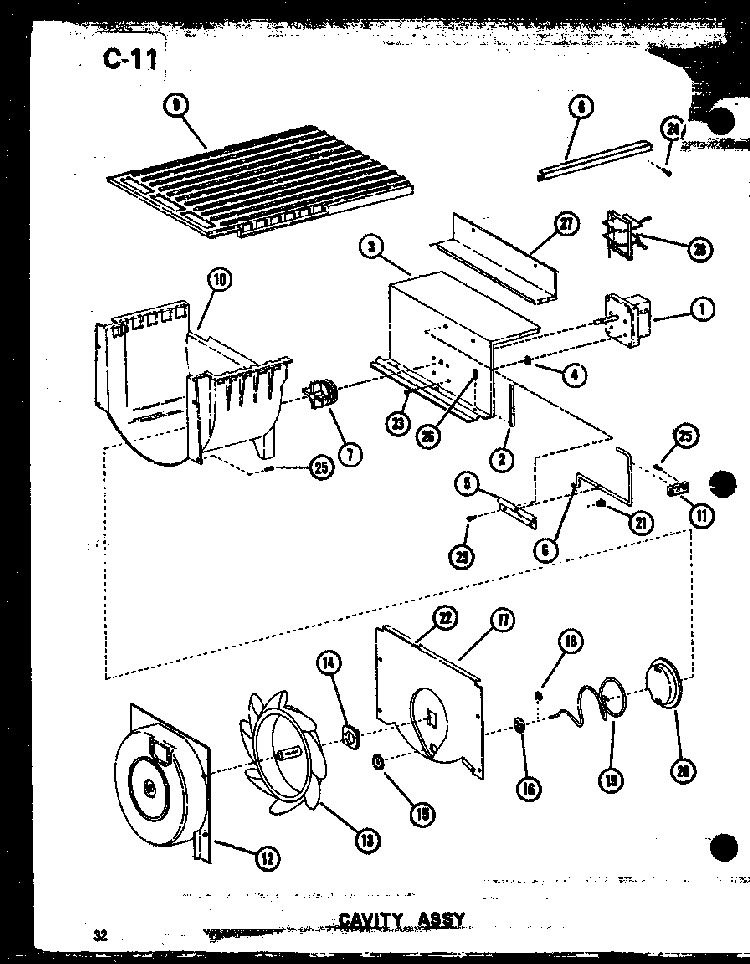 Cavity Assy Diagram and Parts List for SRI19E-C-P74870-5WC  Amana Refrigerator