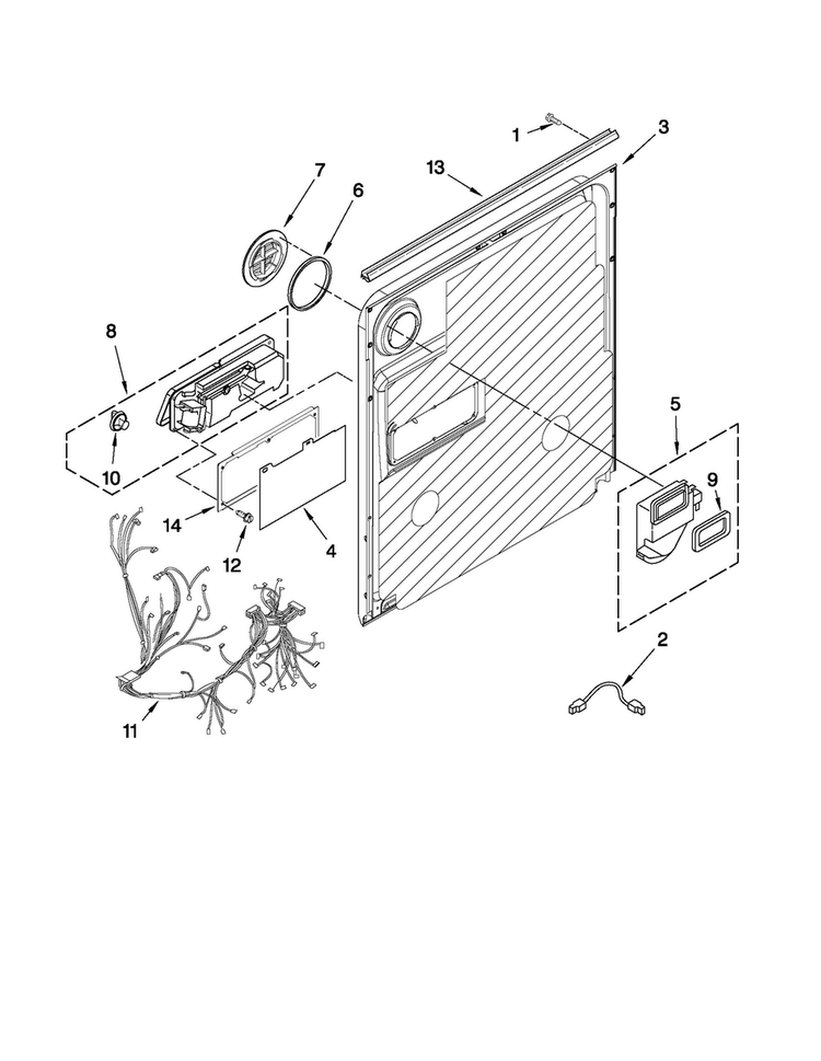 Inner Door Parts Diagram and Parts List for MDB6769AWB1  Maytag Dishwasher