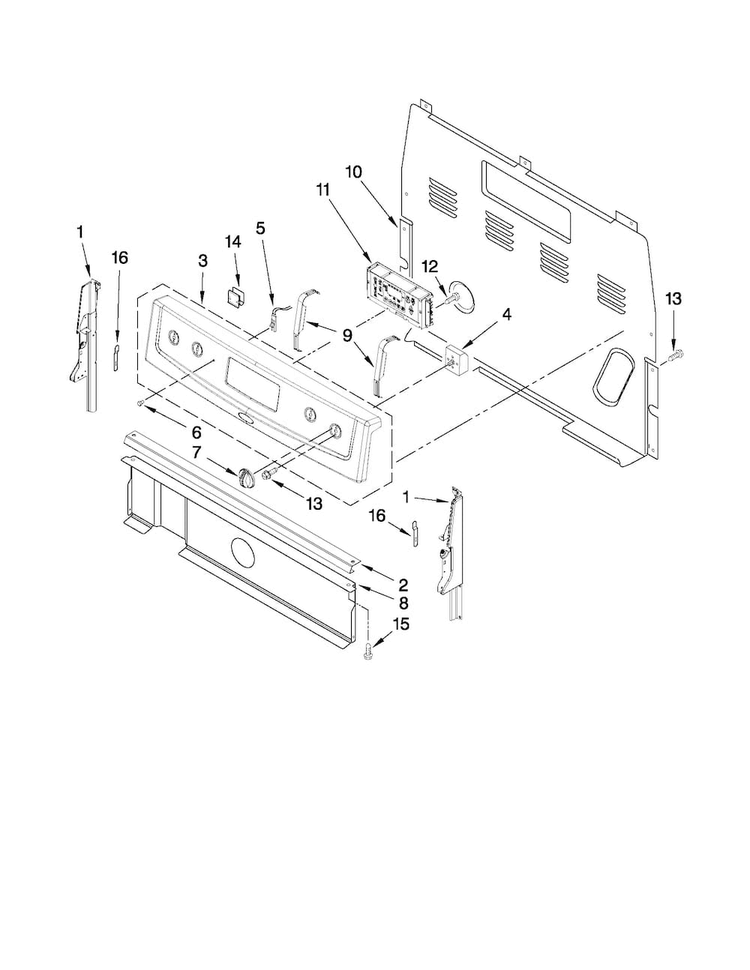 Control Panel Parts Diagram and Parts List for AER5830VAS0  Amana Range