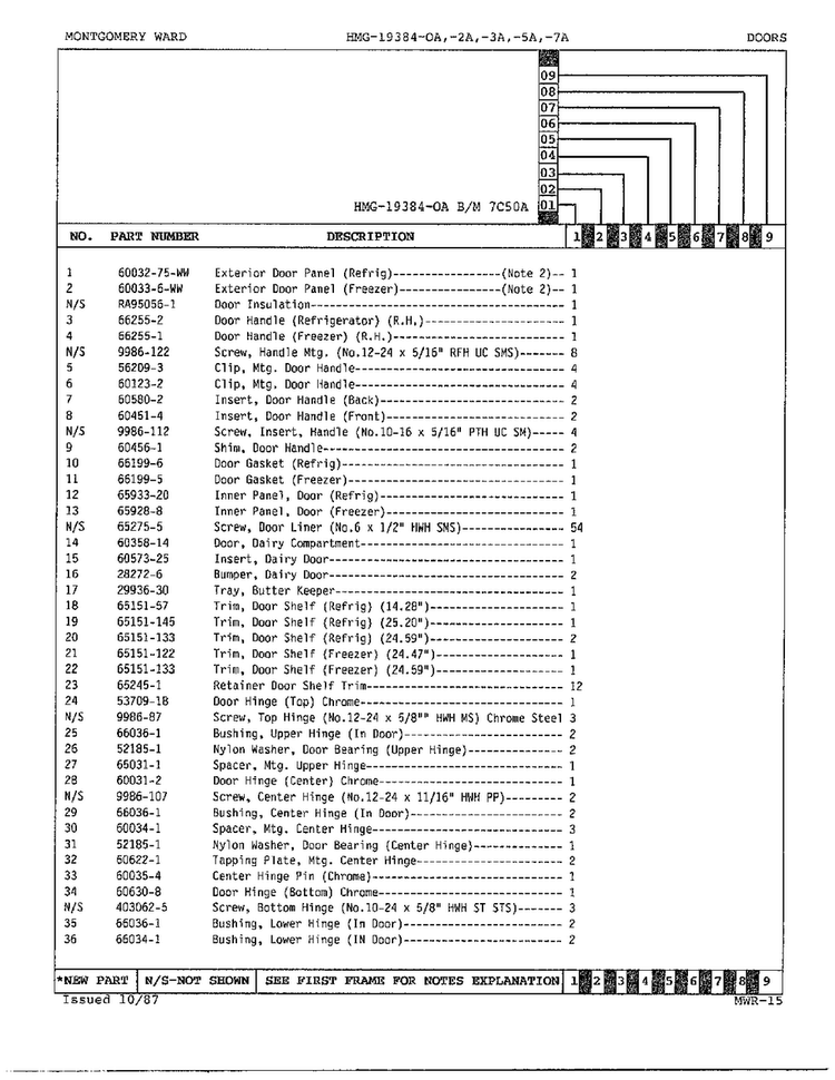 Doors/misc Page 2 Diagram and Parts List for 19384A  Admiral Refrigerator