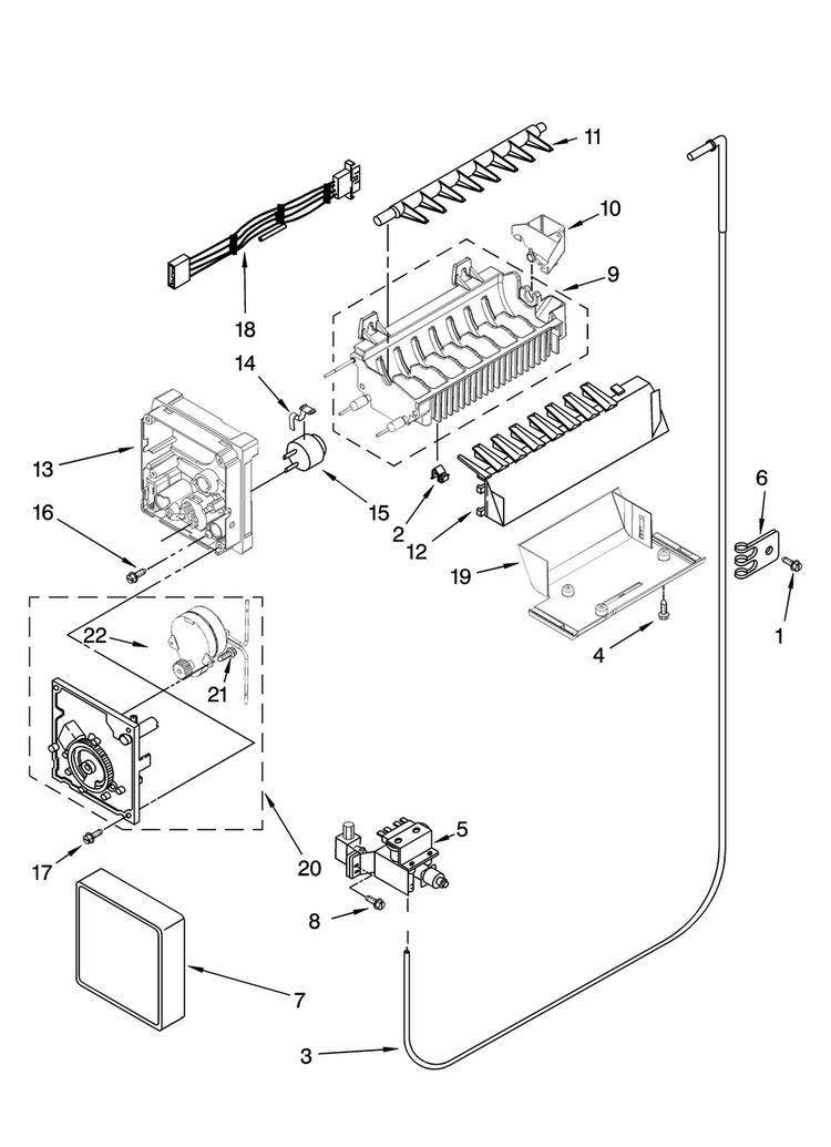 Icemaker Parts, Optional Parts Diagram and Parts List for MSD2254VEW01  Maytag Refrigerator