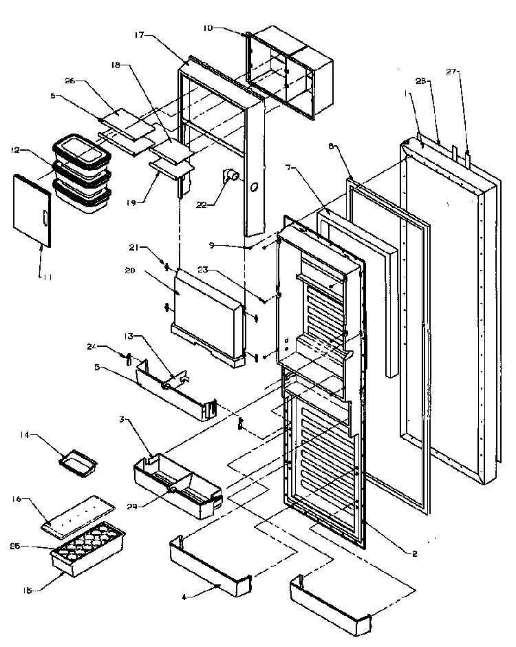 Refrigerator Door Diagram and Parts List for SXD25AL-P1162436WL  Amana Refrigerator