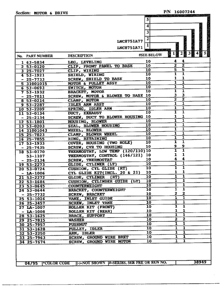 Motor And Drive Page 2 Diagram and Parts List for 8751A71  Norge Dryer