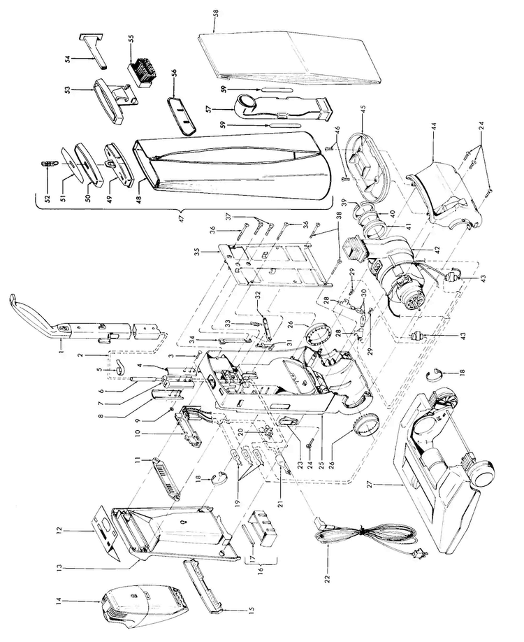 Cleaningtools, Outerbag Diagram and Parts List for U4211  Hoover Upright Vacuum