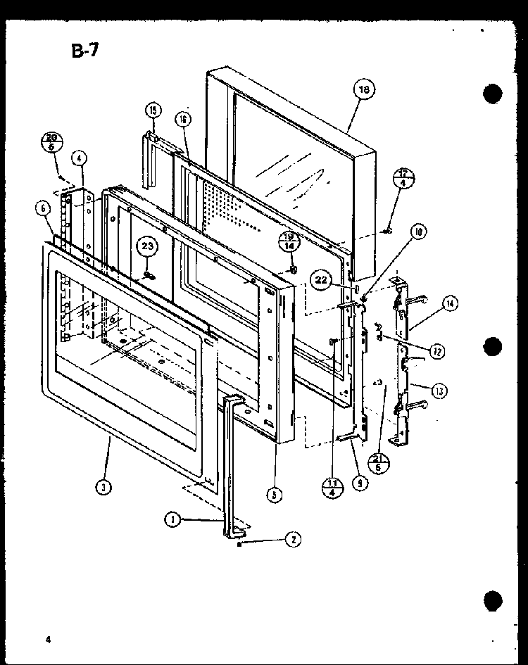 Door Diagram and Parts List for RO-1010 P75992-2M Amana Microwave