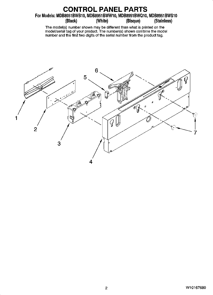CONTROL PANEL PARTS Diagram and Parts List for MDB8951BWQ10  Maytag Dishwasher
