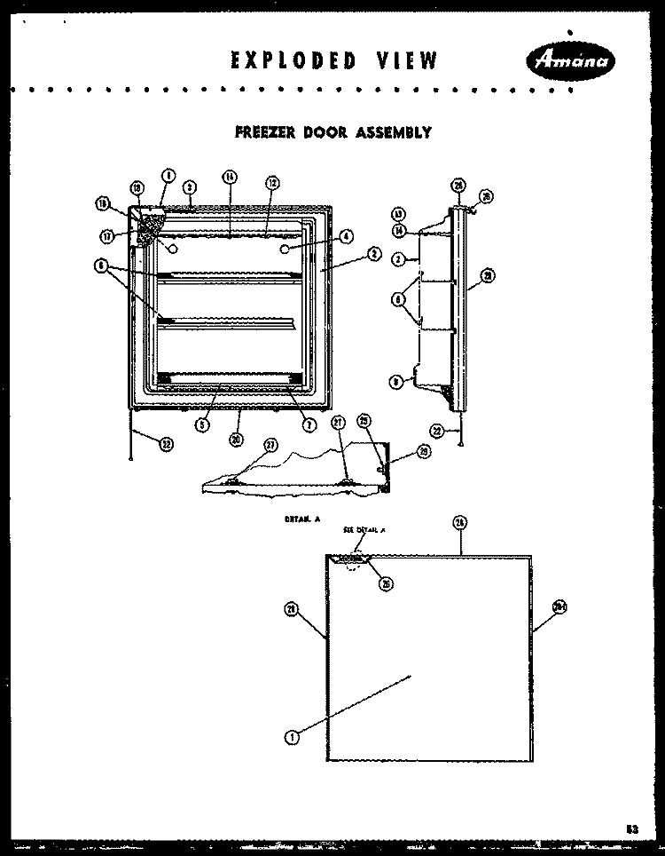 FZ DOOR ASSY Diagram and Parts List for FF105L  Amana Refrigerator
